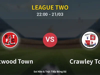 Soi Kèo Fleetwood Town vs Crawley Town – 22:00 21/03 | Nhận Định, Dự Đoán Tỷ Số
