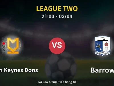 🔴 Trực Tiếp: Milton Keynes Dons 0-0 Barrow – Link Xem League Two (Full HD)
